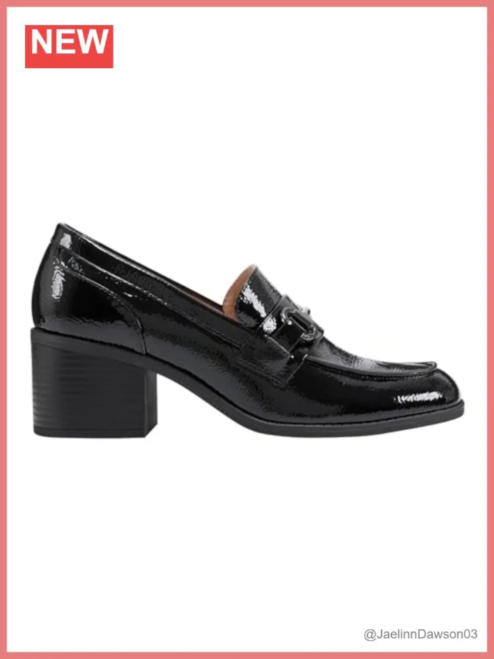 Faux Patent Leather Square Toe Loafer Block Heel Slip-On Women's Shoes
